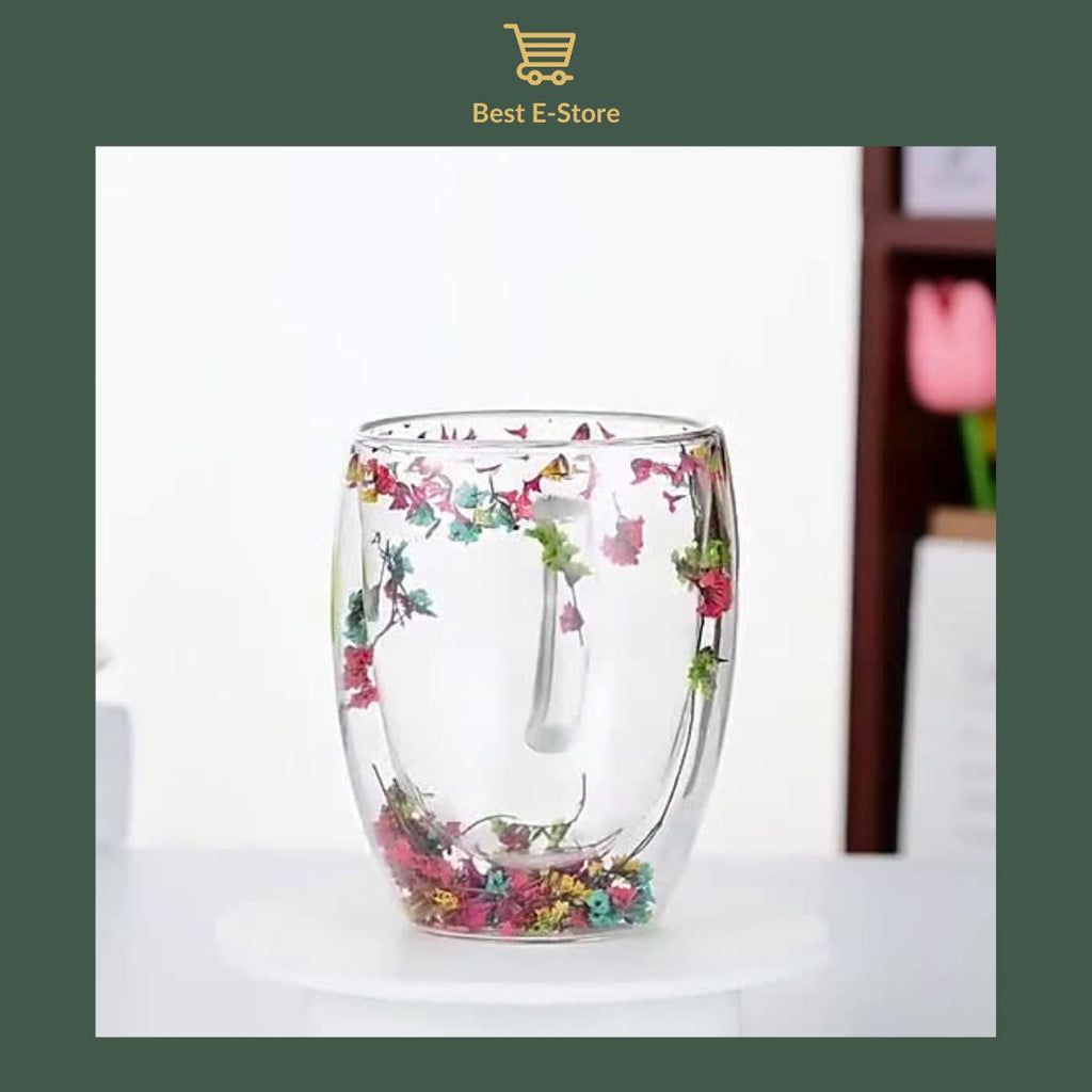 🌼Floral Fusion: Dubbelväggiga Glasmuggar