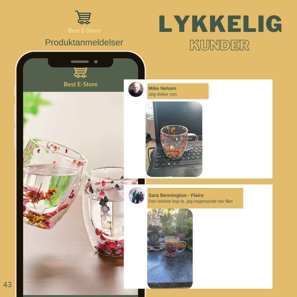 🌼Floral Fusion: Dobbeltvæggede glaskopper