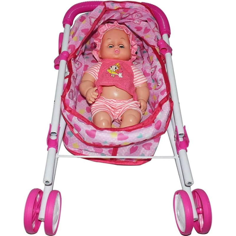 Sleeping Stroller Trolley Toy Set with One Baby Toy
