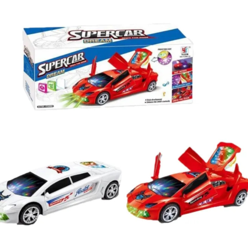 Supercar Dream Open The Door with Bright Flashing 3D Lights, Sounds - Battery Operated Bump and Go Bump Action (Multicolor) (Super Car)